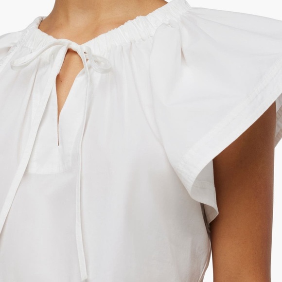 Joe's Jeans White Blouse with Puff Sleeves and Tie Front Size Small - Picture 3 of 4